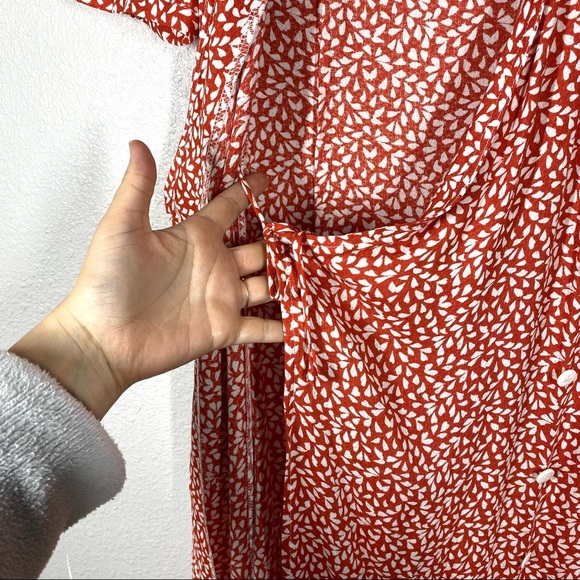 Keen The Label by The Shop Laguna Beach Rosie Wrap Midi Dress Red Coral Size S - Picture 8 of 10